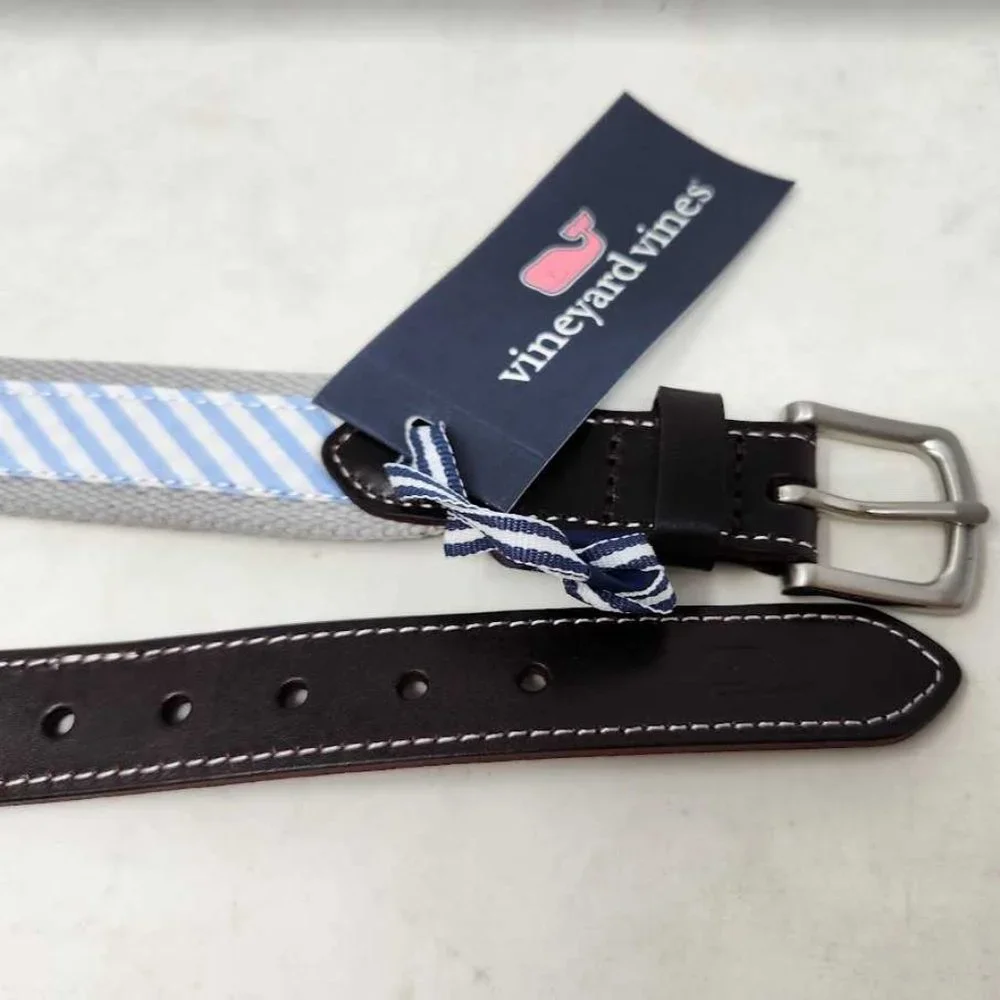 New boys 26 Vineyard Vines seersucker canvas club belt